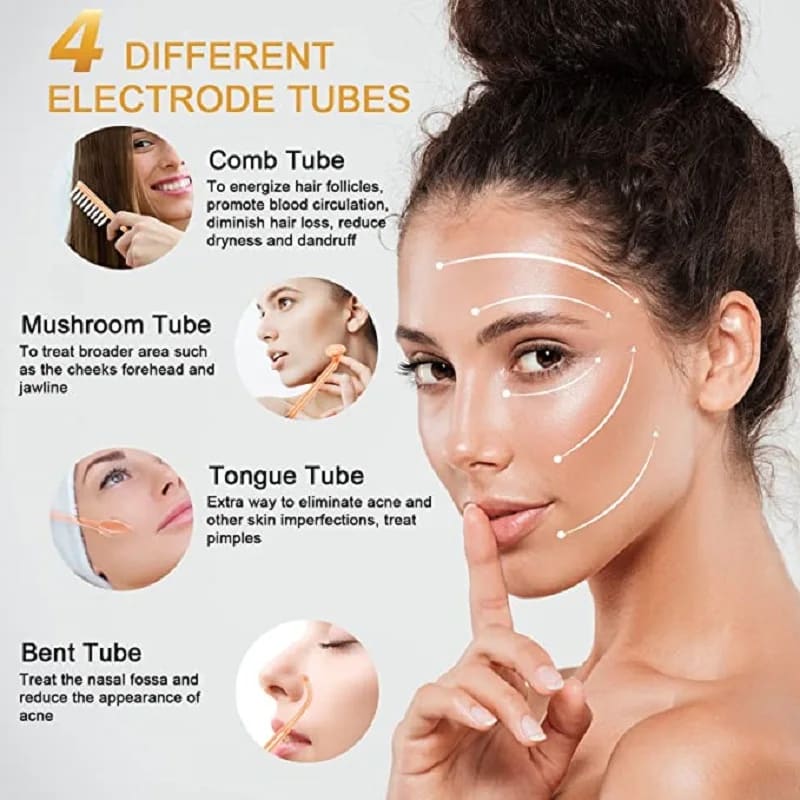 ALTA FRECUENCIA PORTÁTIL FACIAL, CABELLO CUERPO 4 ELECTRODOS