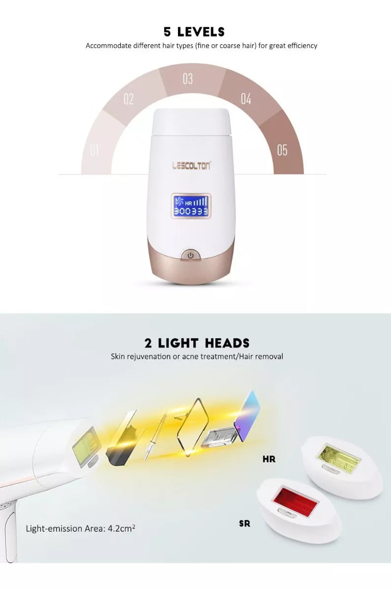 DEPILADORA DIGITAL LASER LESCOLTON  CON 400,000 FLASHES